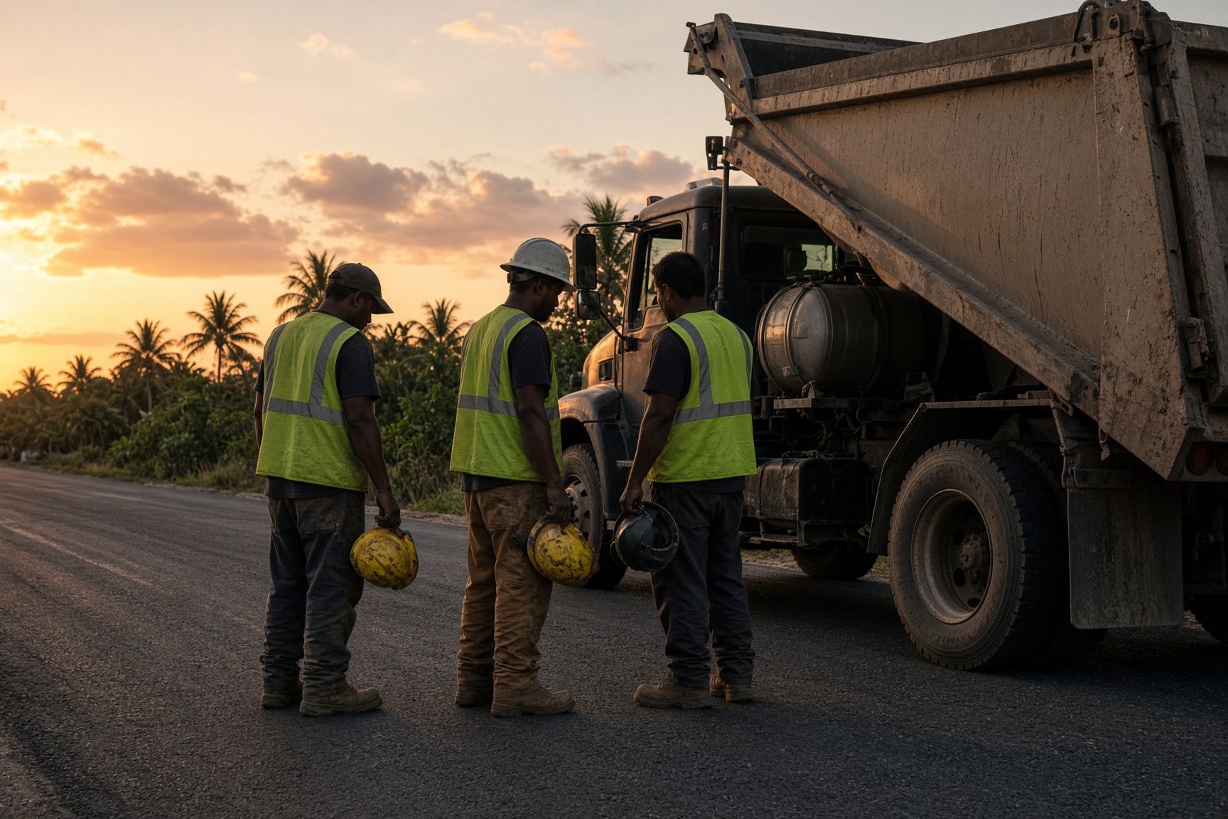 Paving crew at the end of a job